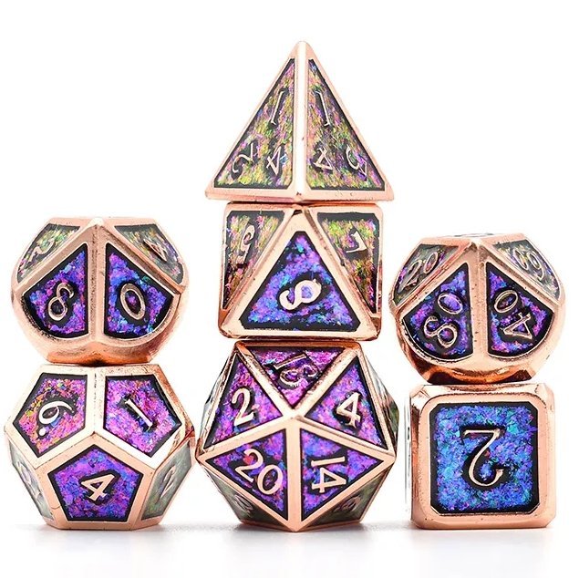Arcane Dwarven Metal Plating Dice Set - Geek Therapeutics