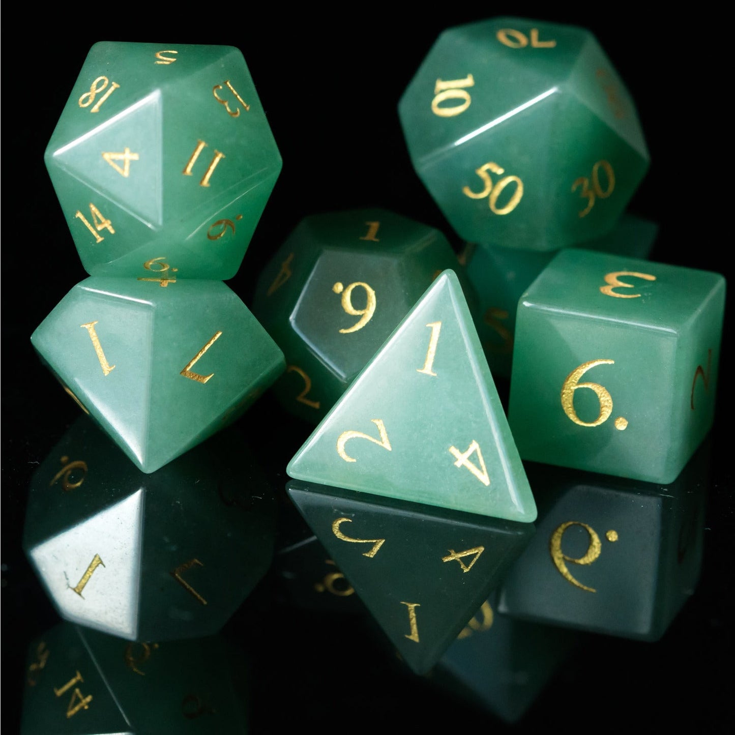 Aventurine Gemstone Dice Set - Geek Therapeutics