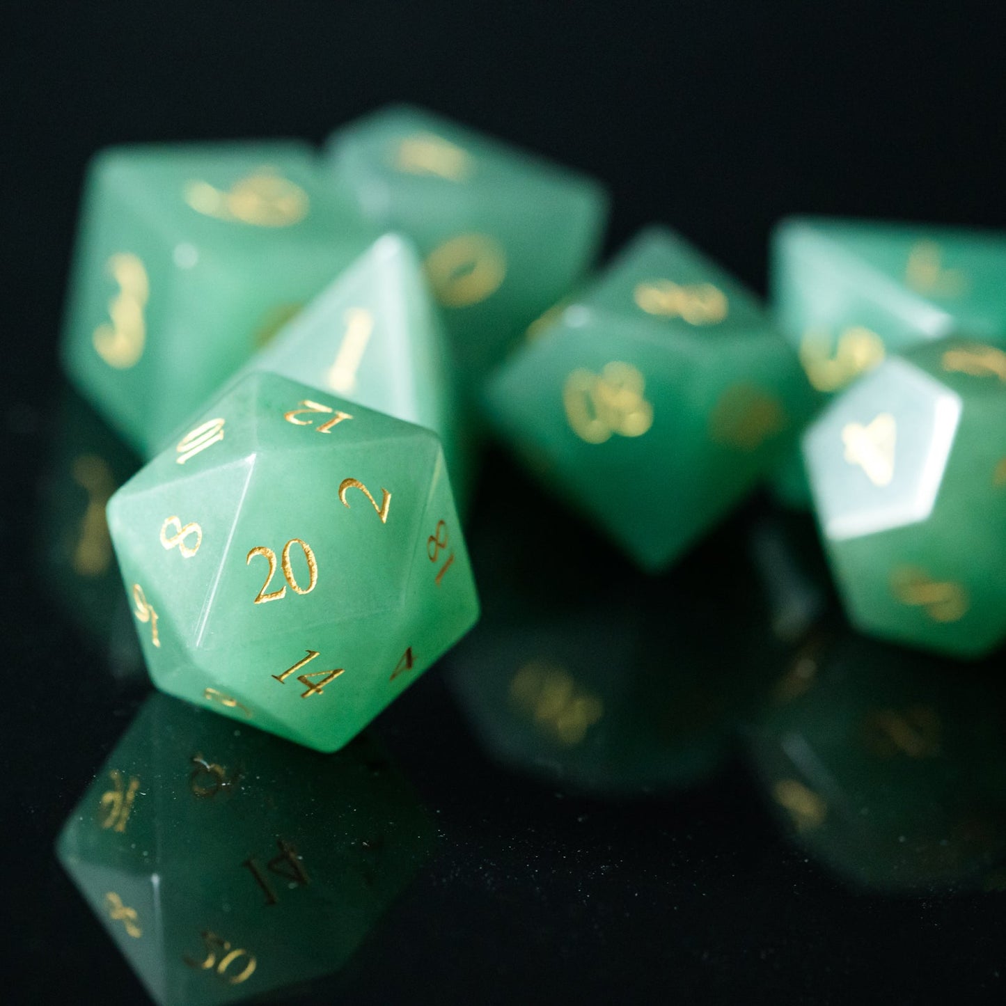 Aventurine Gemstone Dice Set - Geek Therapeutics
