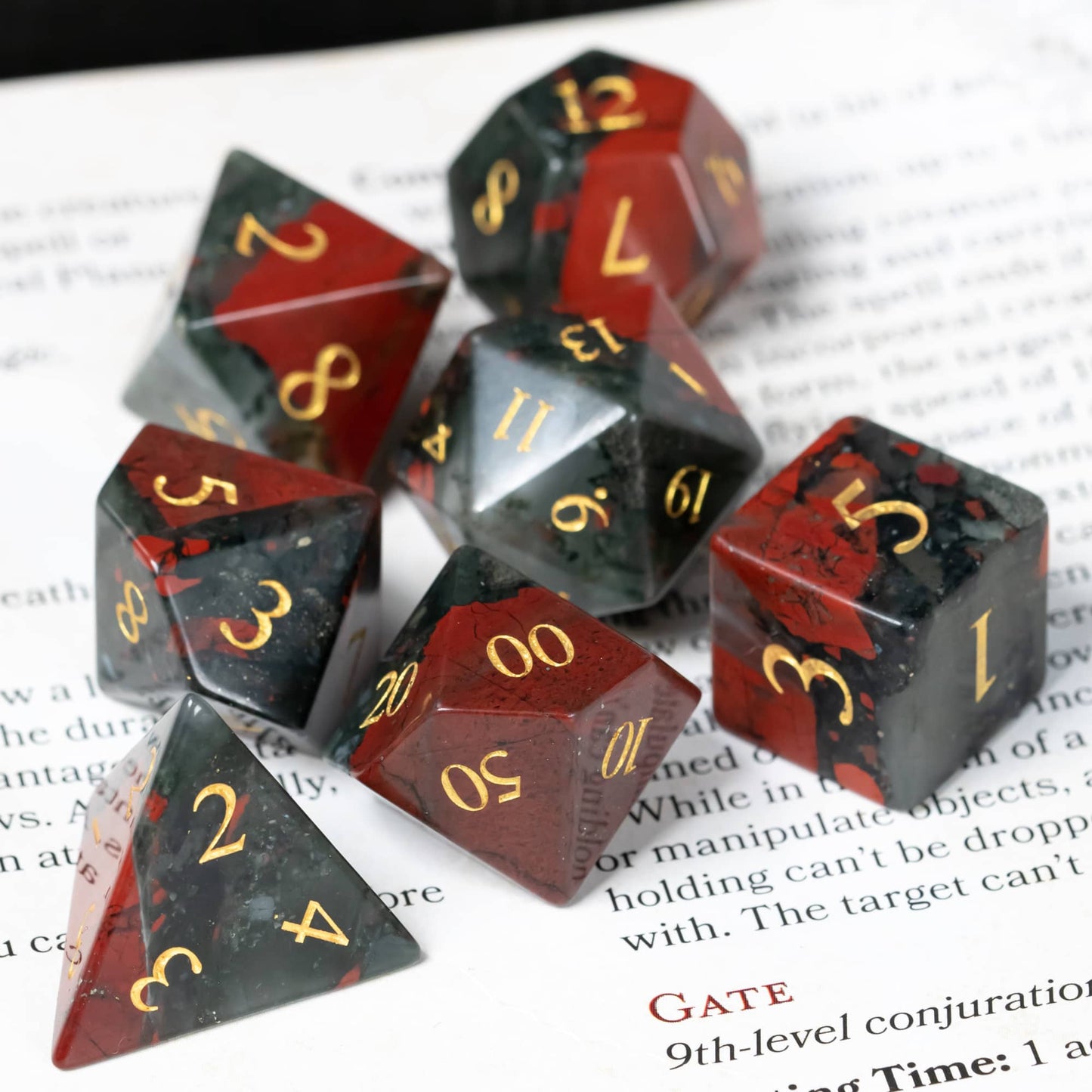Bloodstone Gemstone Dice Set - Geek Therapeutics