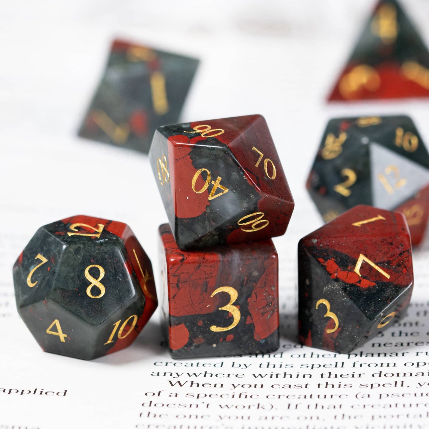 Bloodstone Gemstone Dice Set - Geek Therapeutics