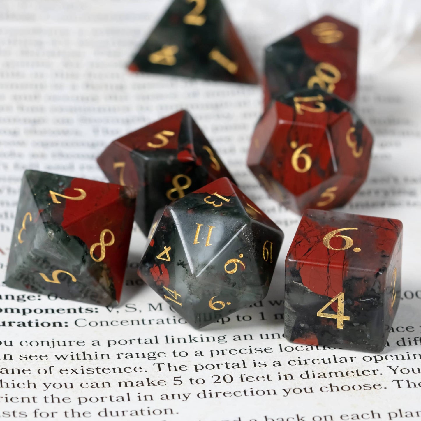 Bloodstone Gemstone Dice Set - Geek Therapeutics