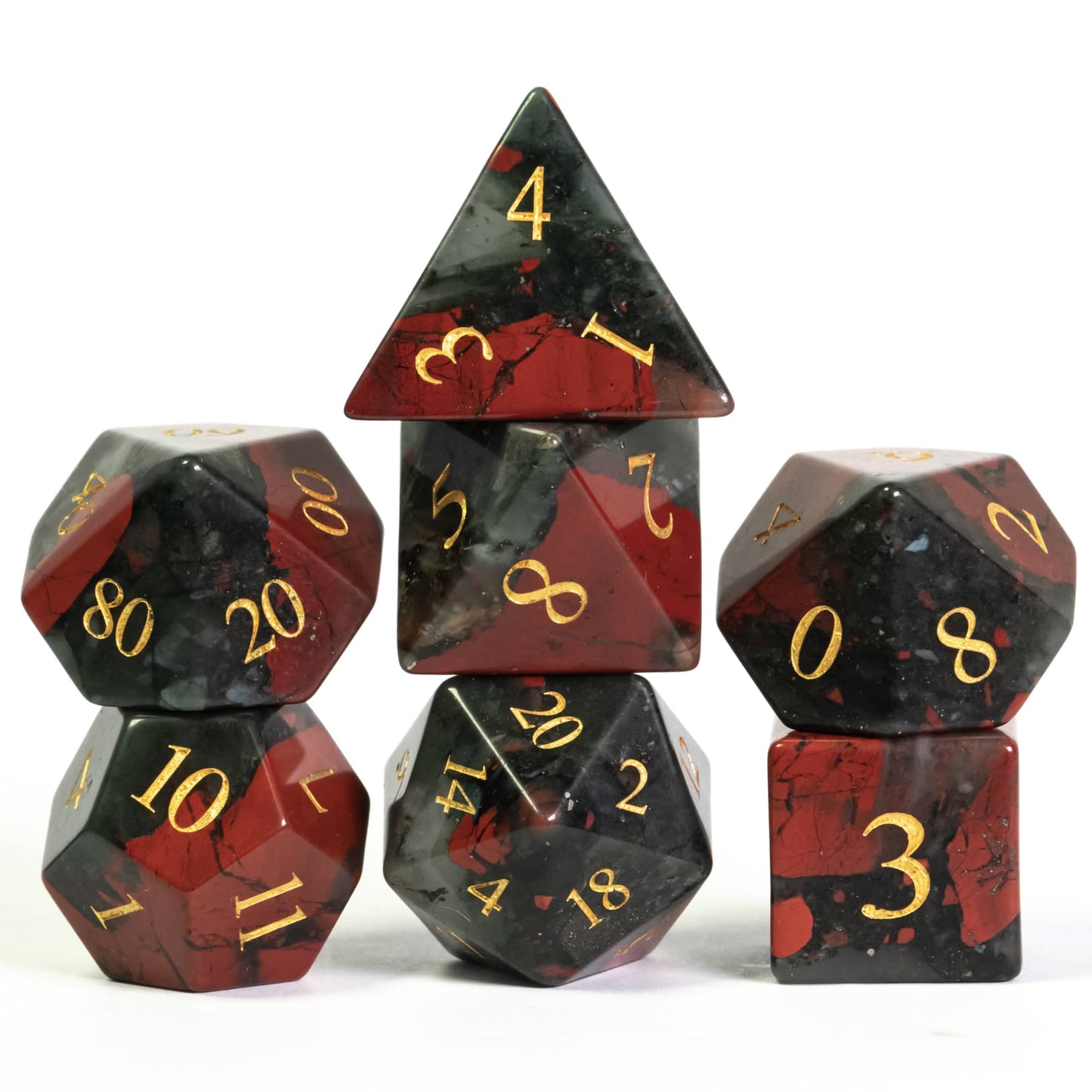 Bloodstone Gemstone Dice Set - Geek Therapeutics