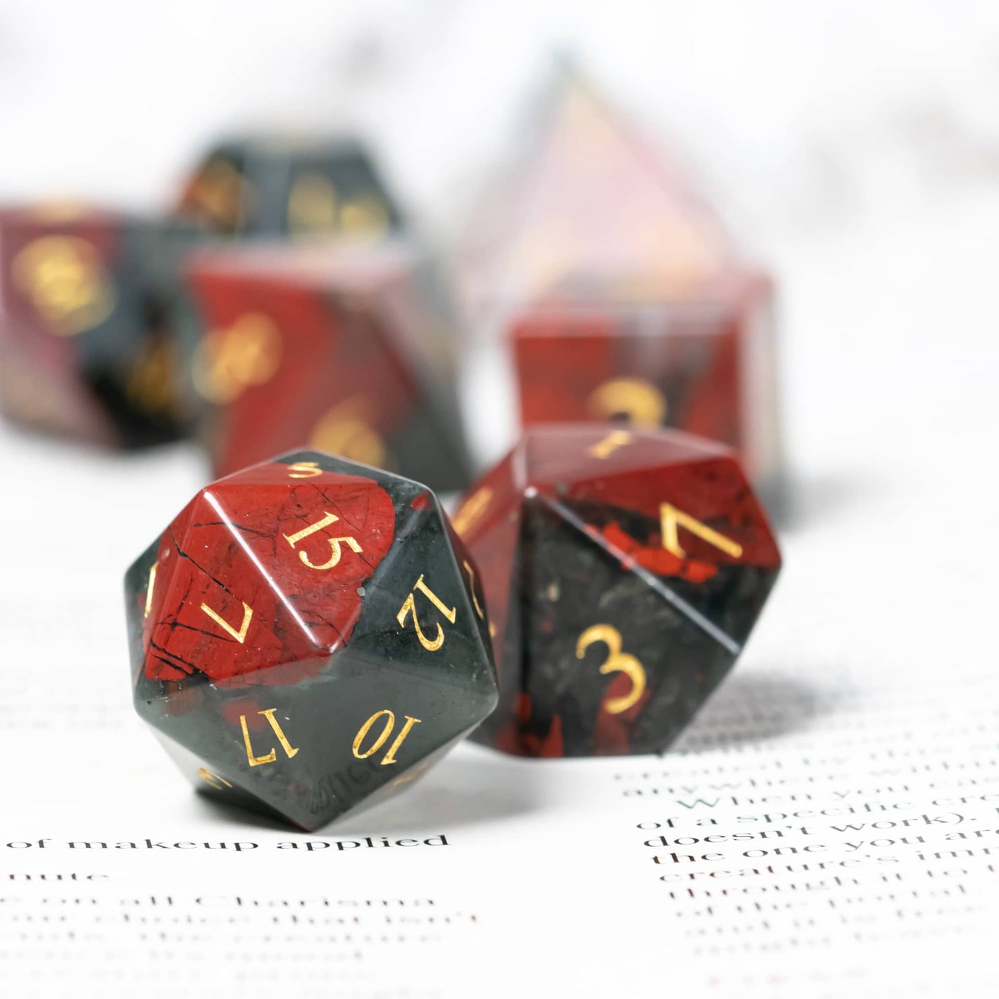 Bloodstone Gemstone Dice Set - Geek Therapeutics