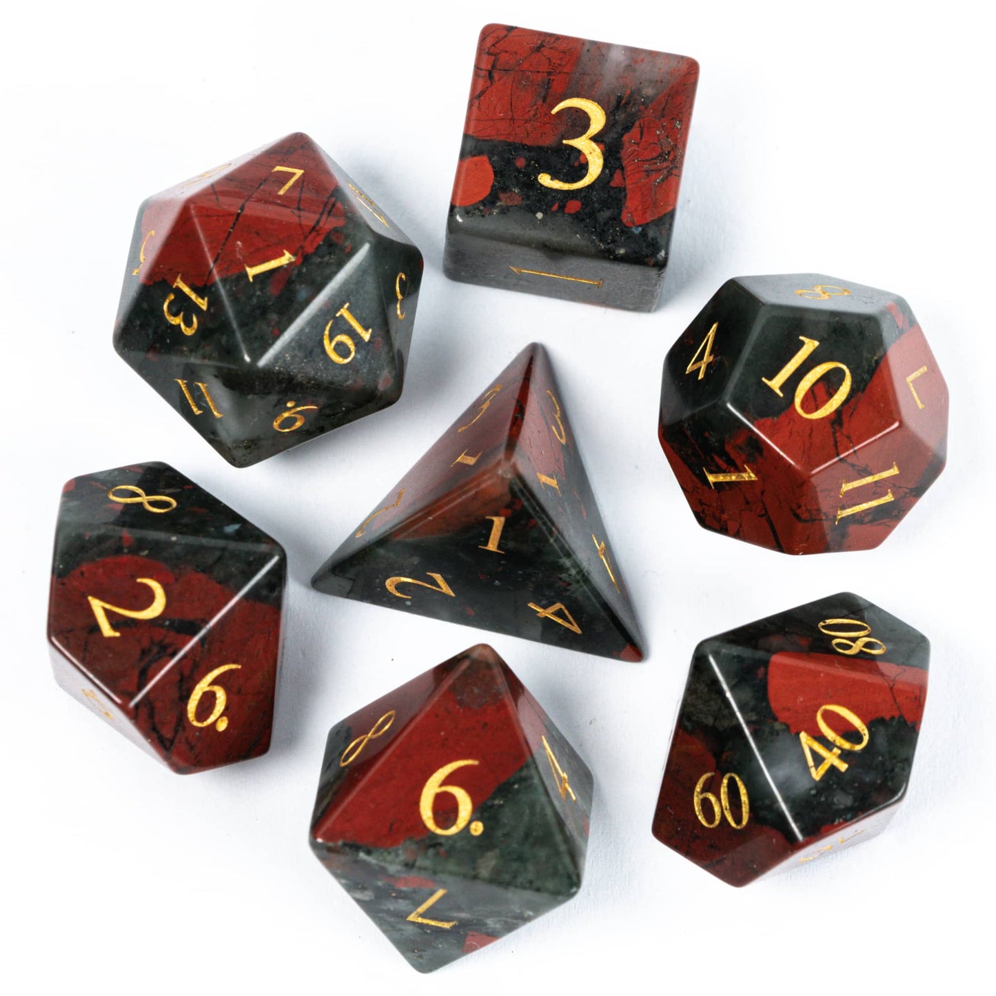 Bloodstone Gemstone Dice Set - Geek Therapeutics