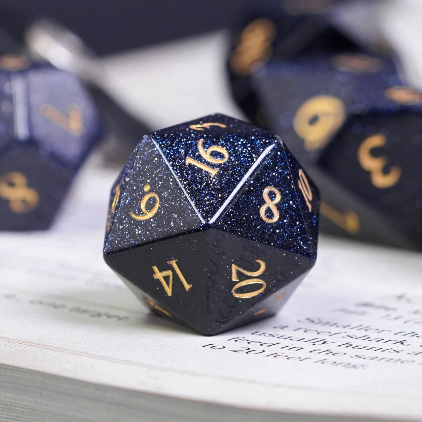 Blue Goldstone Gemstone Dice Set - Geek Therapeutics