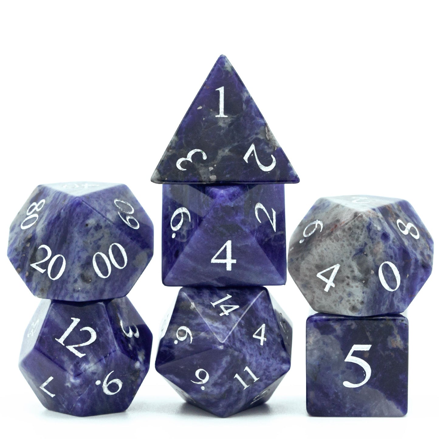 Blue-Veined Gemstone Dice Set - Geek Therapeutics