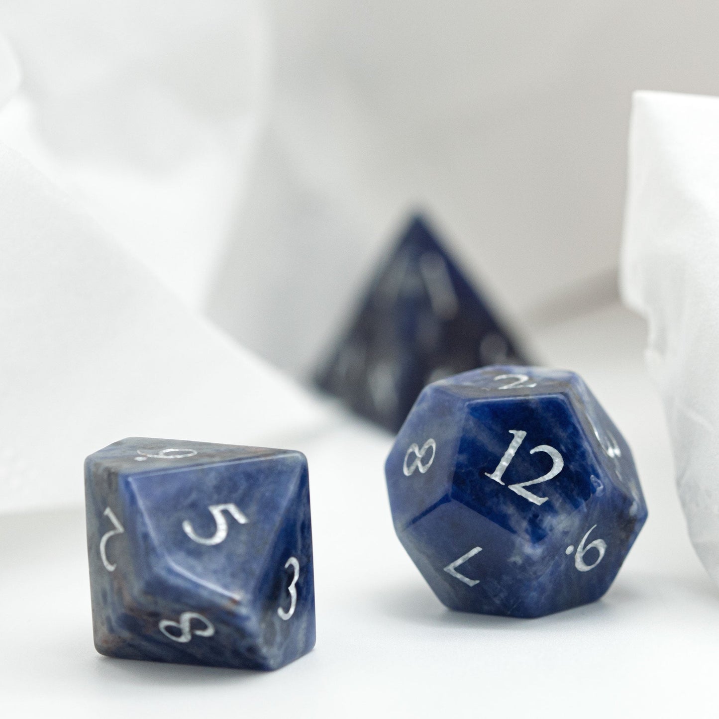 Blue-Veined Gemstone Dice Set - Geek Therapeutics