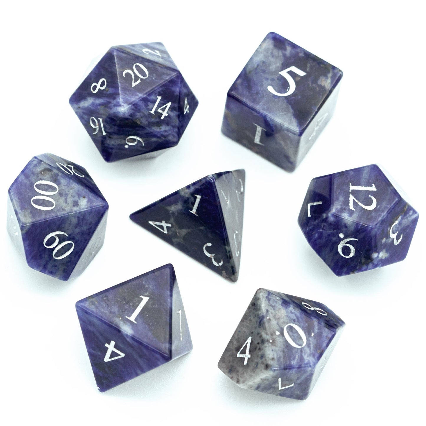 Blue-Veined Gemstone Dice Set - Geek Therapeutics