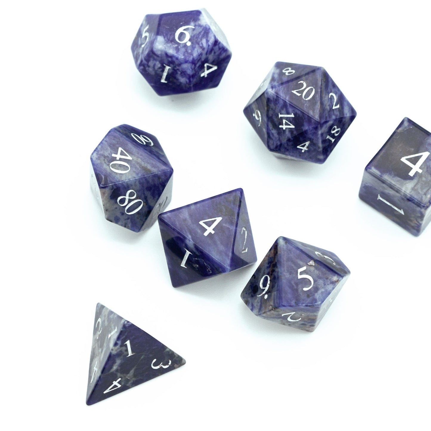 Blue-Veined Gemstone Dice Set - Geek Therapeutics