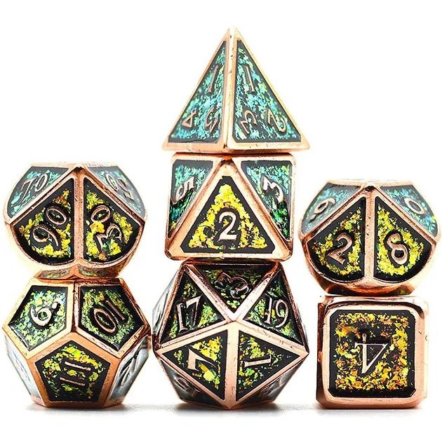 Druidic Dwarven Metal Plating Dice Set - Geek Therapeutics