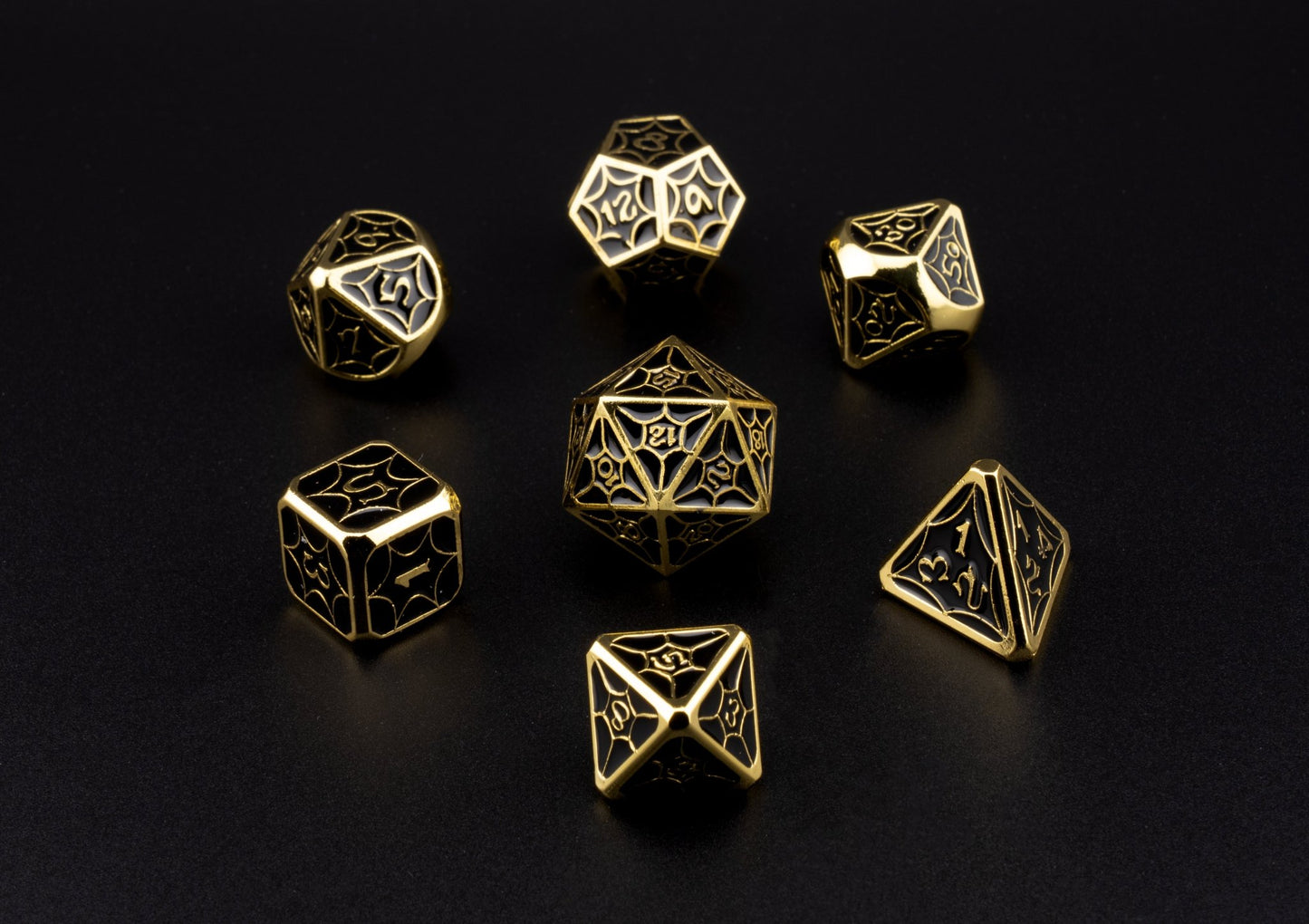 Gilded Noir Dice Set - Geek Therapeutics