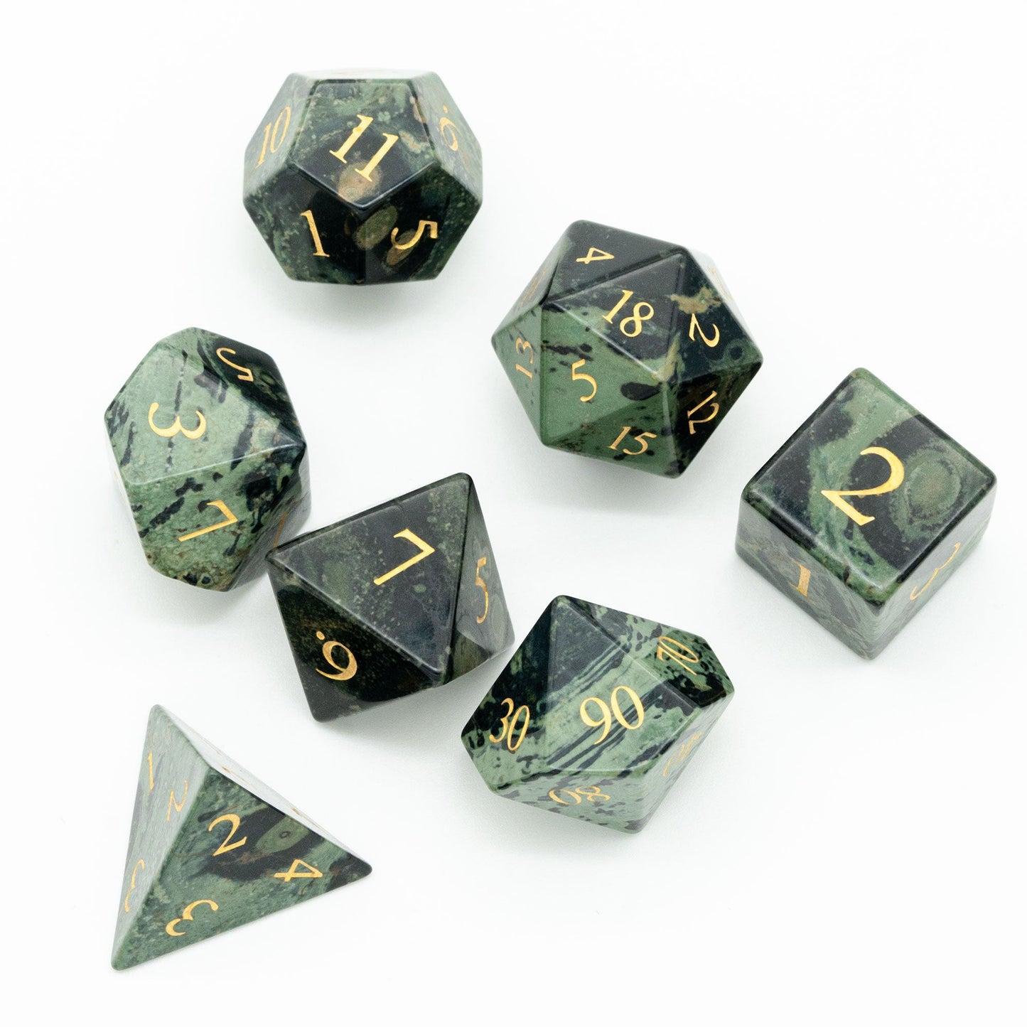 Kambaba Jasper Gemstone Dice Set - Geek Therapeutics