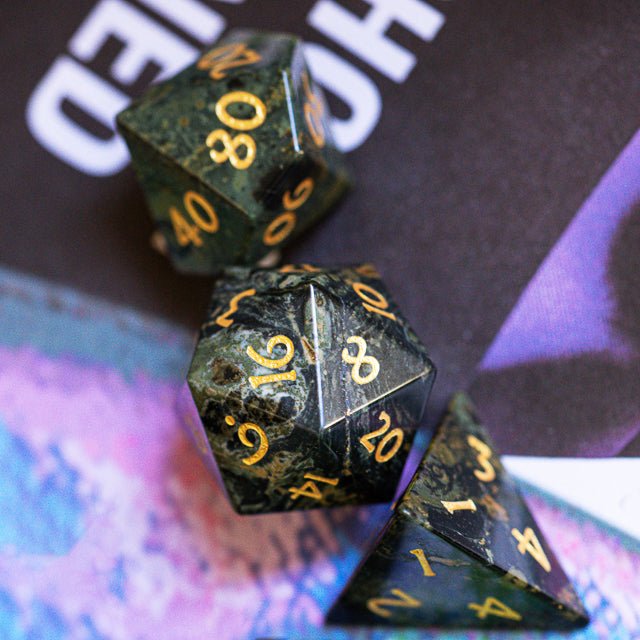 Kambaba Jasper Gemstone Dice Set - Geek Therapeutics