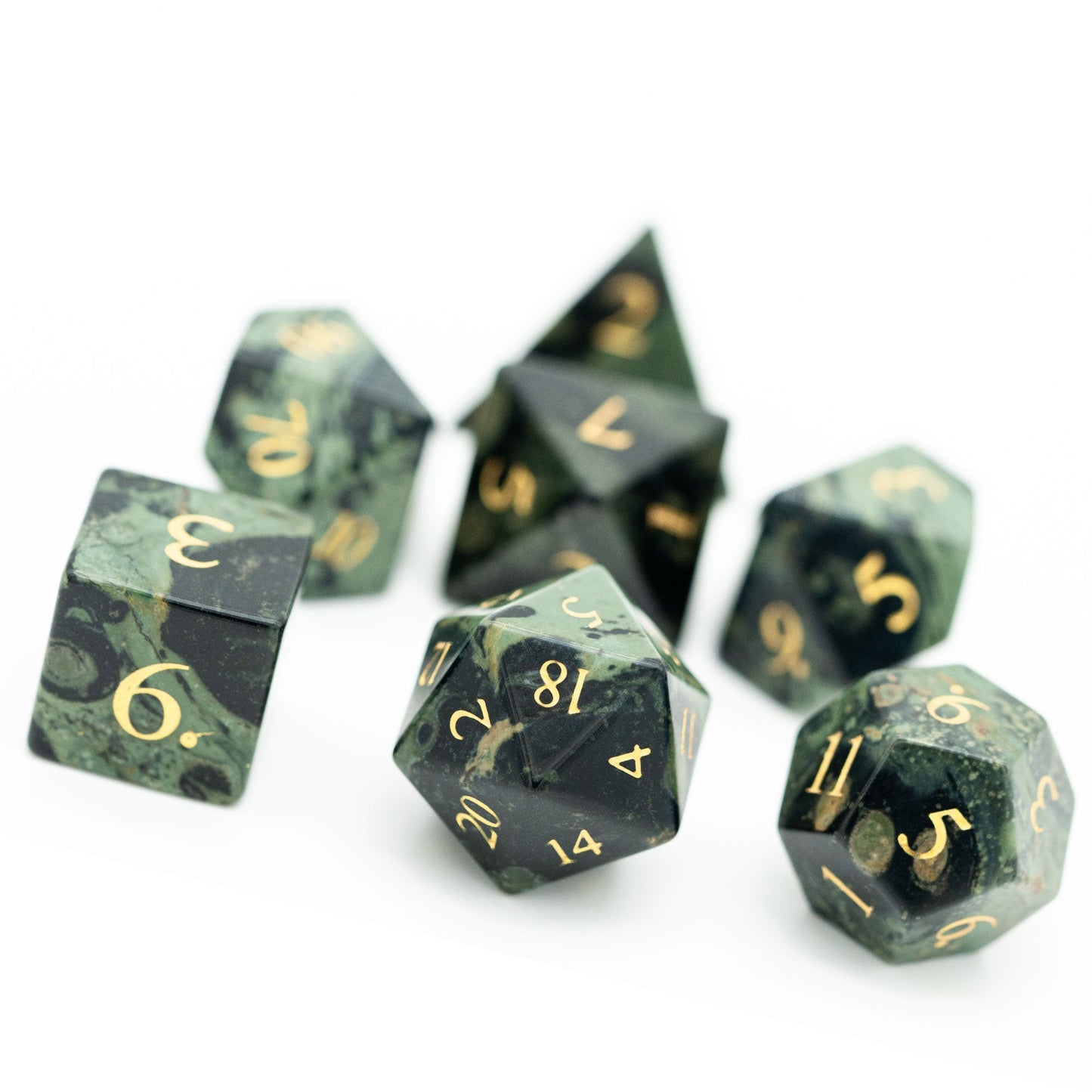 Kambaba Jasper Gemstone Dice Set - Geek Therapeutics