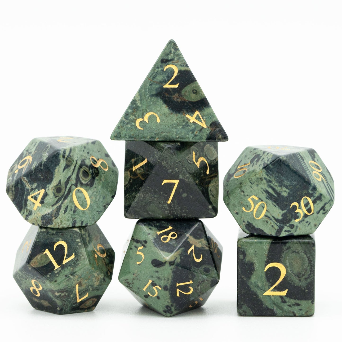 Kambaba Jasper Gemstone Dice Set - Geek Therapeutics