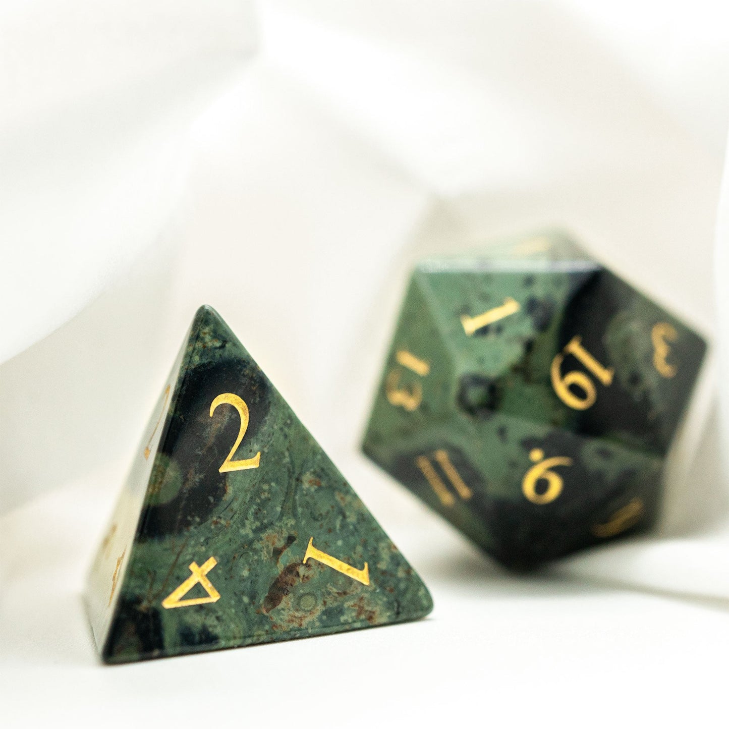 Kambaba Jasper Gemstone Dice Set - Geek Therapeutics