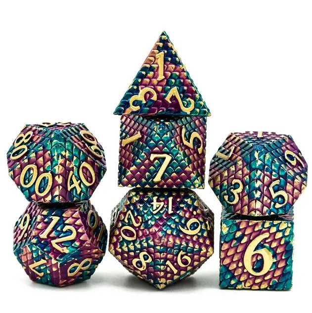 King Dragon Scale Metal Dice Set - Geek Therapeutics
