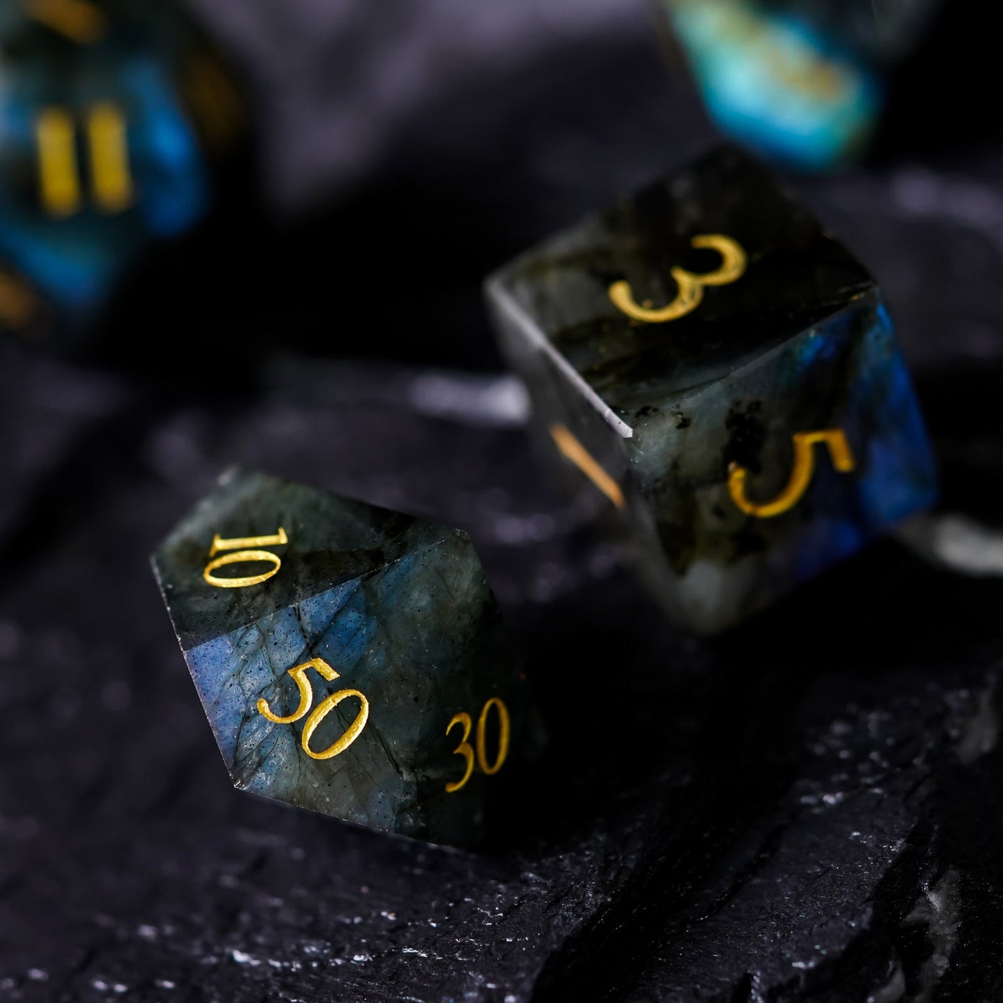 Labradorite Gemstone Dice Set - Geek Therapeutics