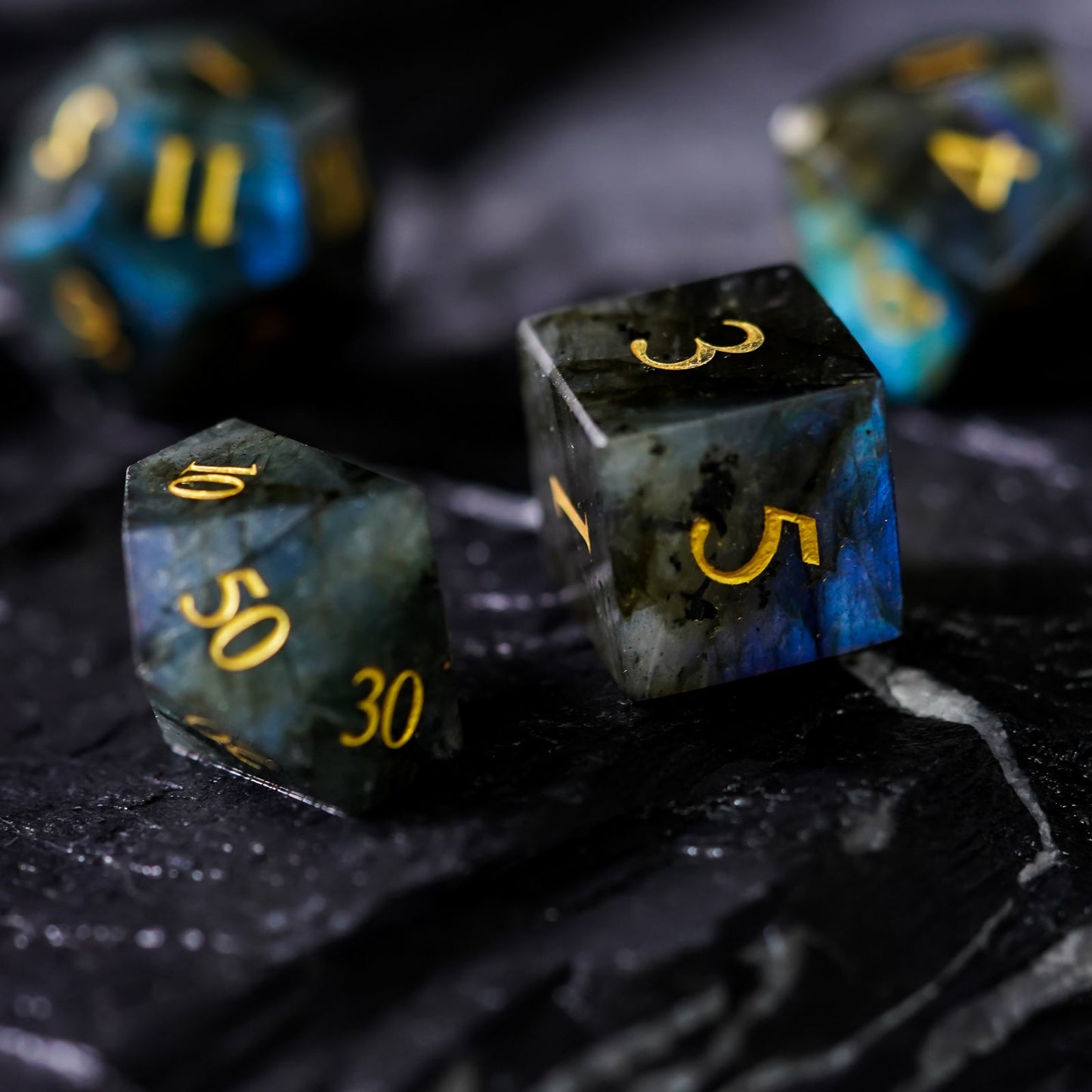 Labradorite Gemstone Dice Set - Geek Therapeutics