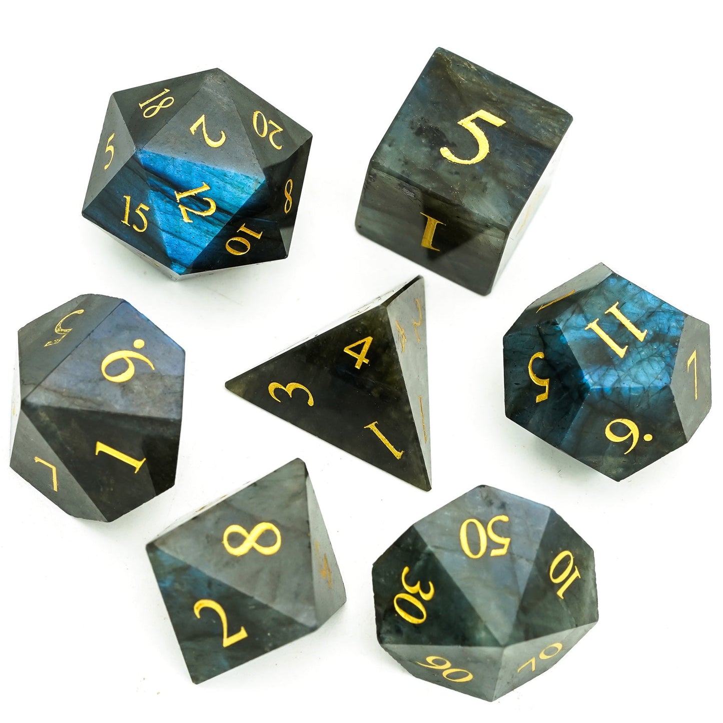 Labradorite Gemstone Dice Set - Geek Therapeutics
