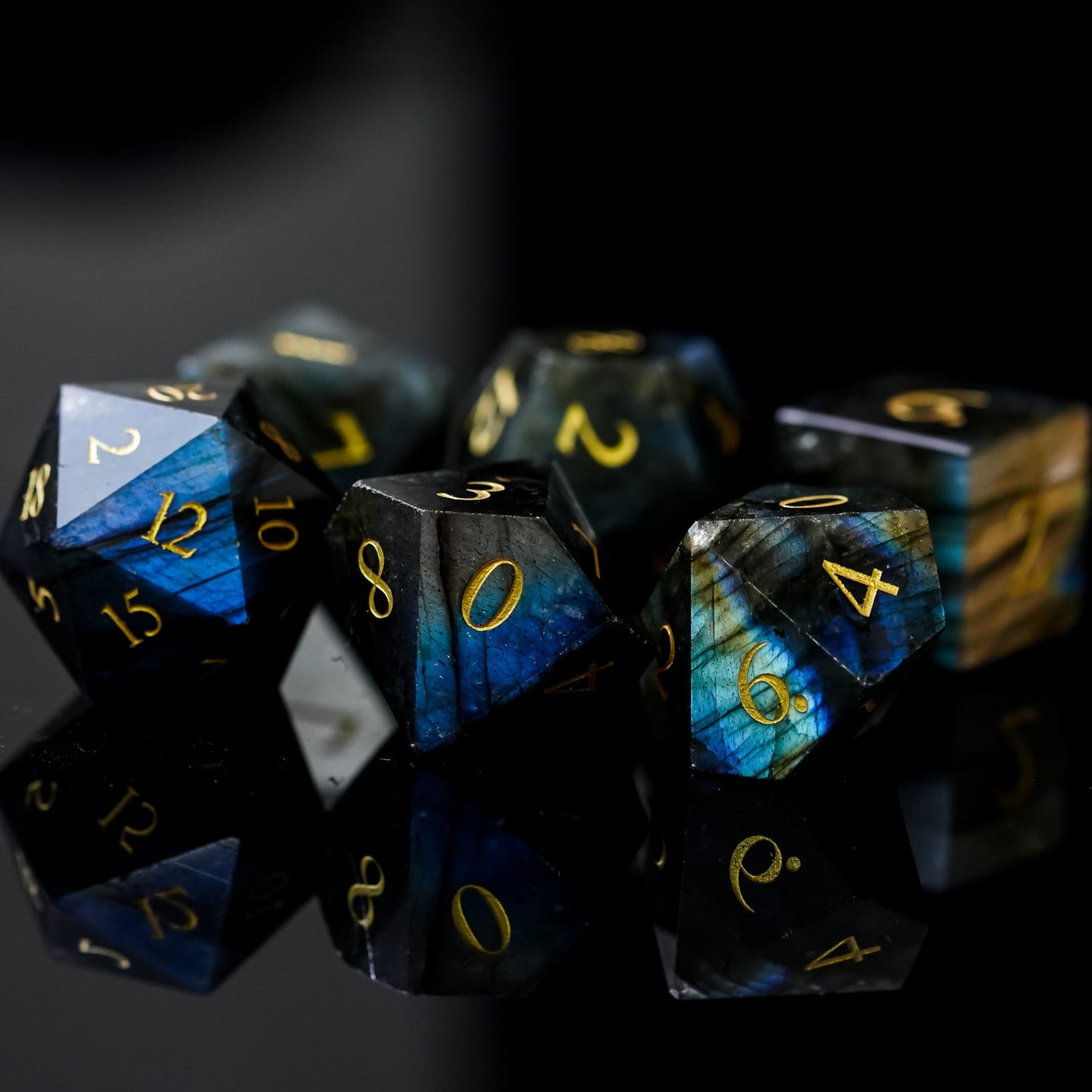 Labradorite Gemstone Dice Set - Geek Therapeutics