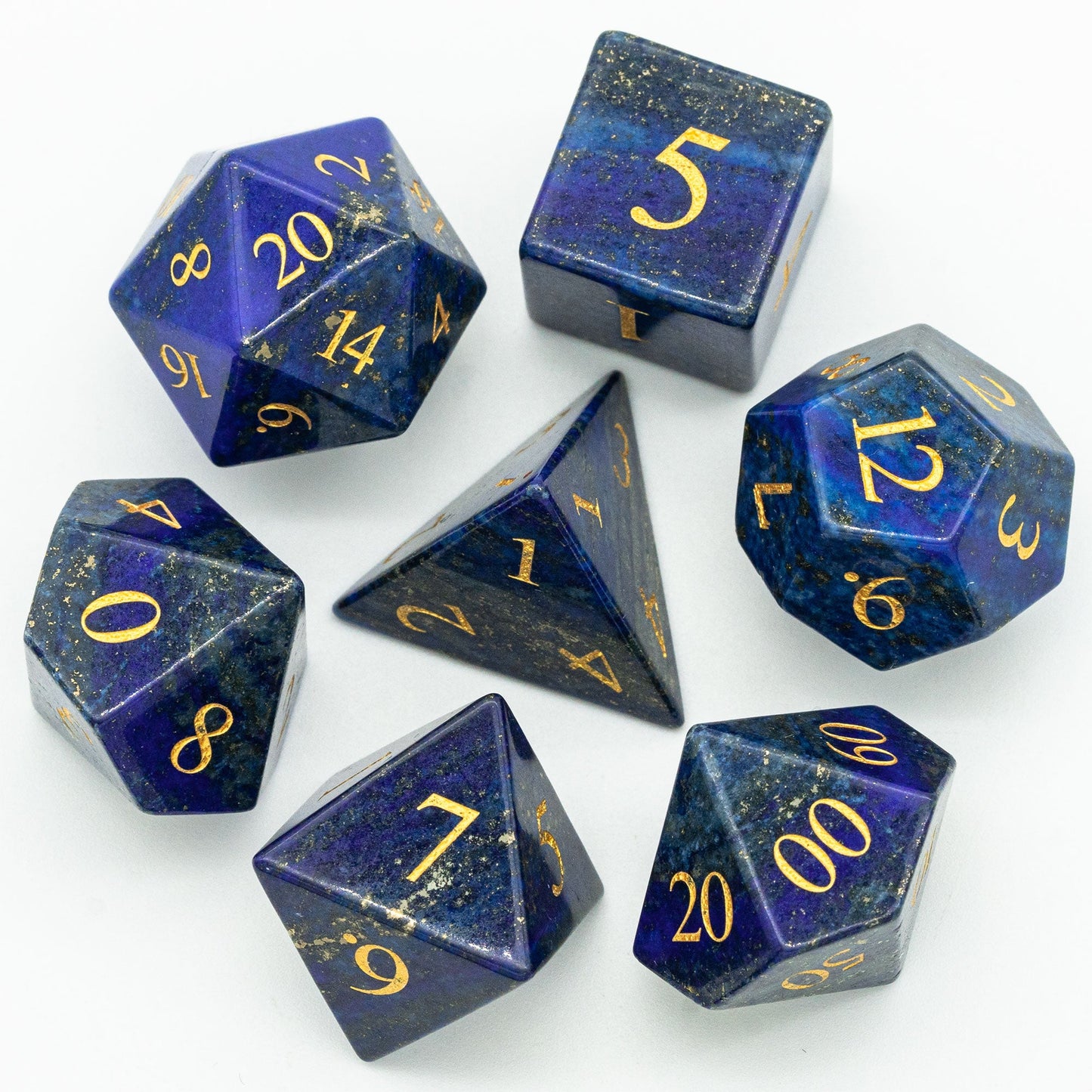 Lapis Lazuli Gemstone Dice Set - Geek Therapeutics