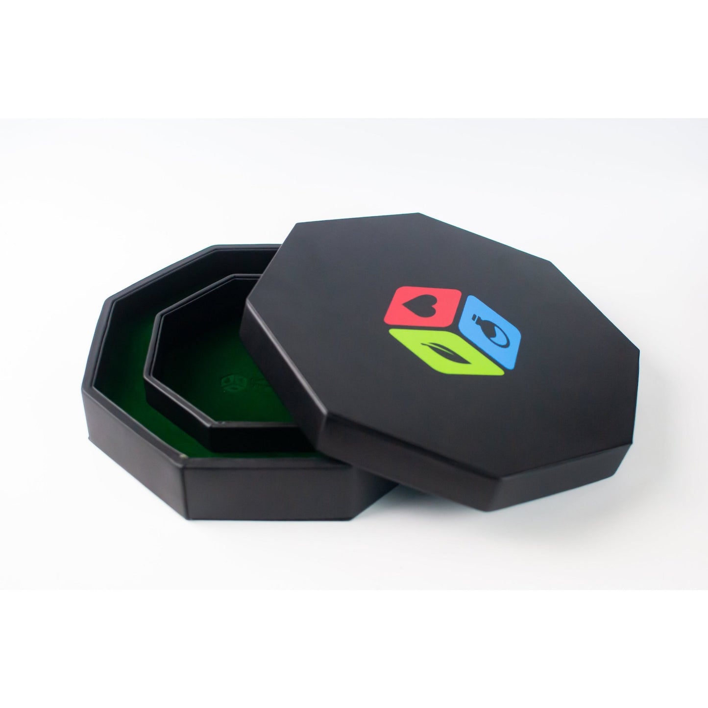 Leather Dice Vault With Lid, Storage for 5 Sets of Dice, and Staging Area - Geek Therapeutics