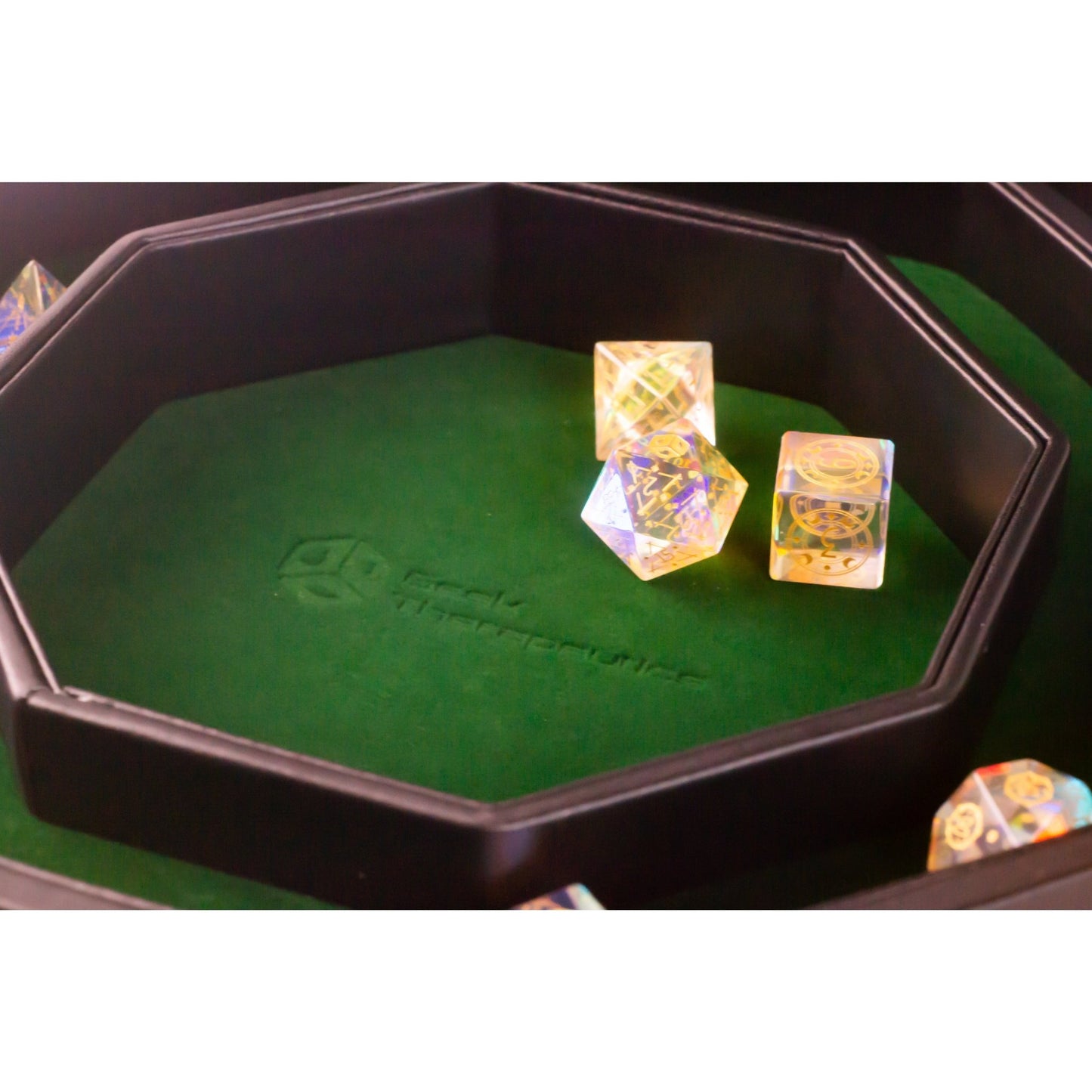 Leather Dice Vault With Lid, Storage for 5 Sets of Dice, and Staging Area - Geek Therapeutics