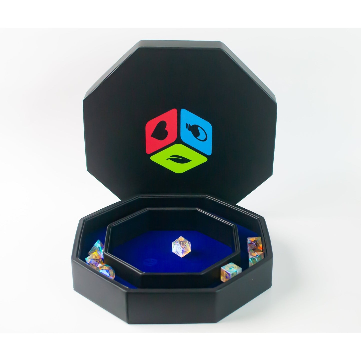 Leather Dice Vault With Lid, Storage for 5 Sets of Dice, and Staging Area - Geek Therapeutics