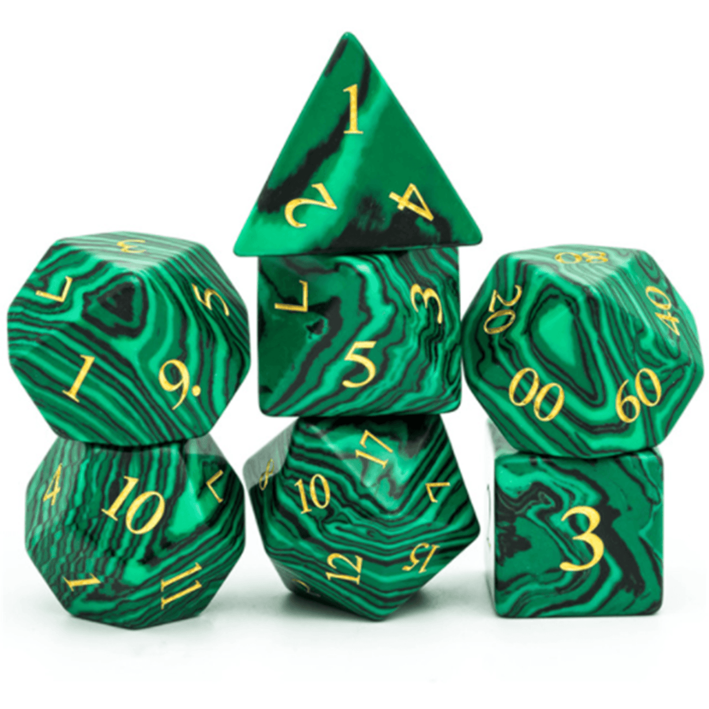 Malachite Gemstone Dice Set - Geek Therapeutics