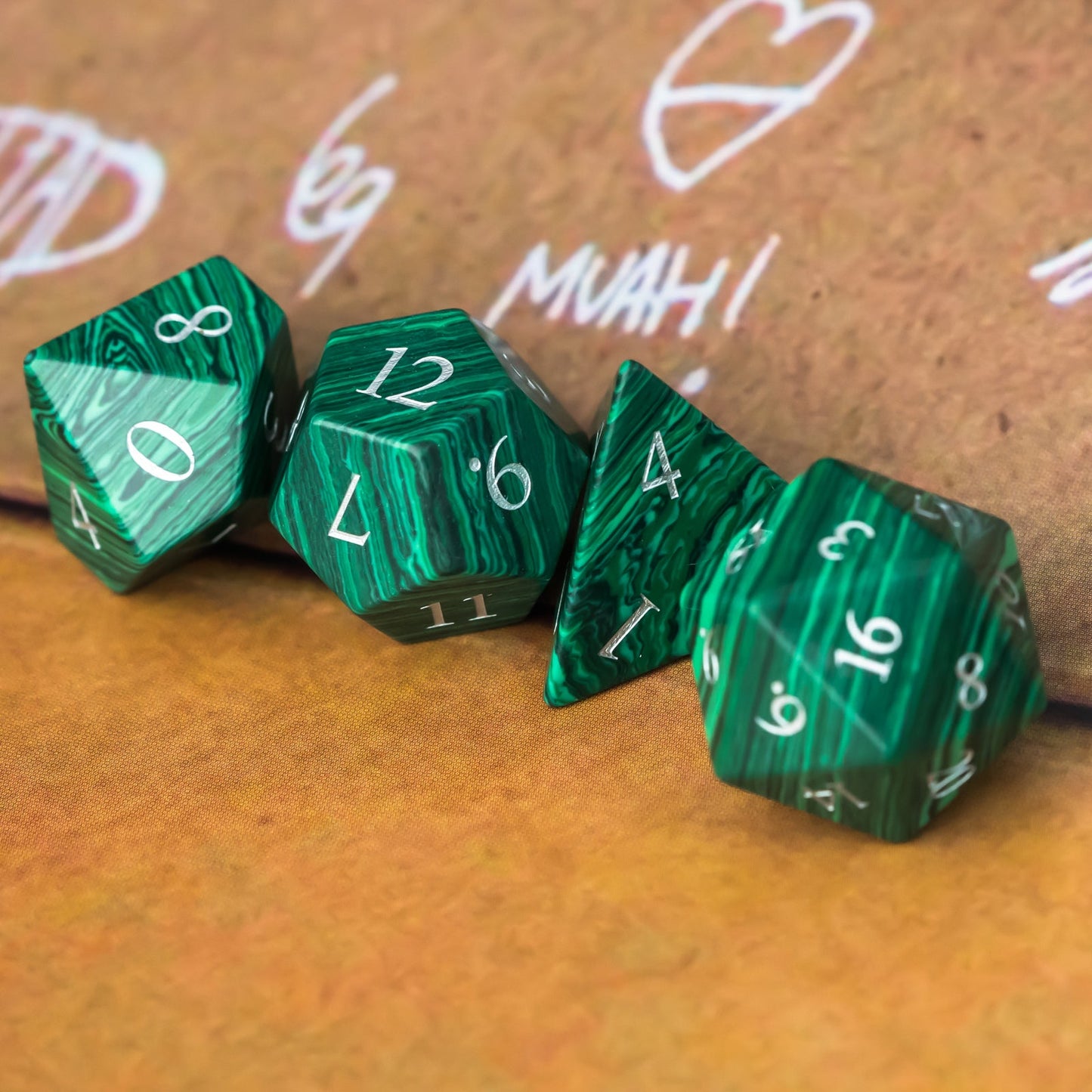 Malachite Gemstone Dice Set - Geek Therapeutics