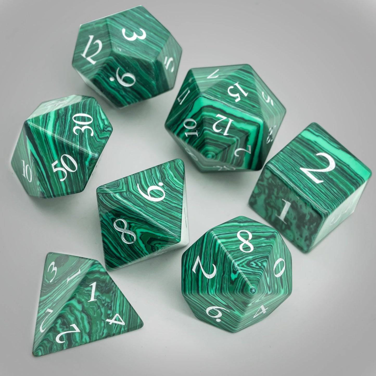Malachite Gemstone Dice Set - Geek Therapeutics