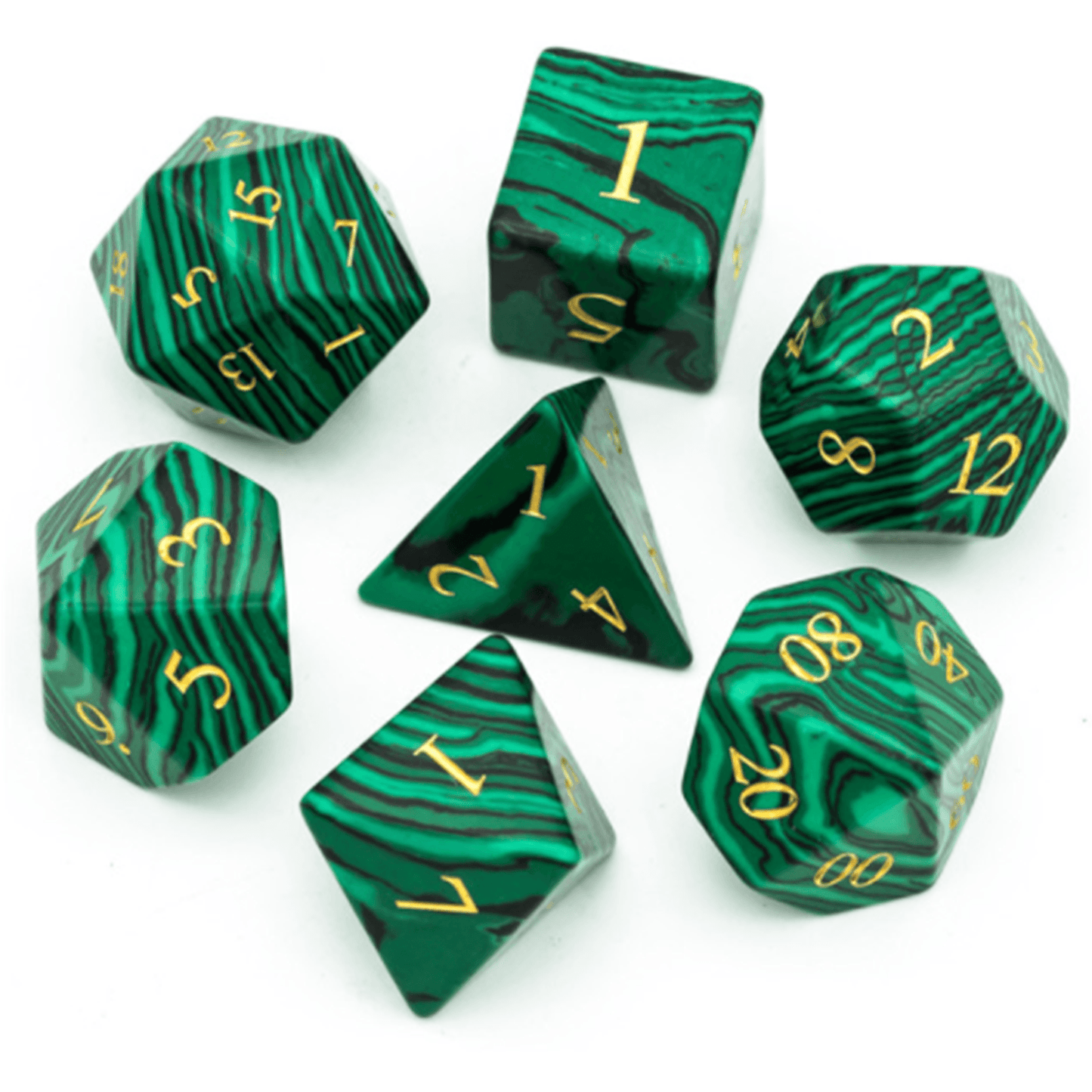 Malachite Gemstone Dice Set - Geek Therapeutics