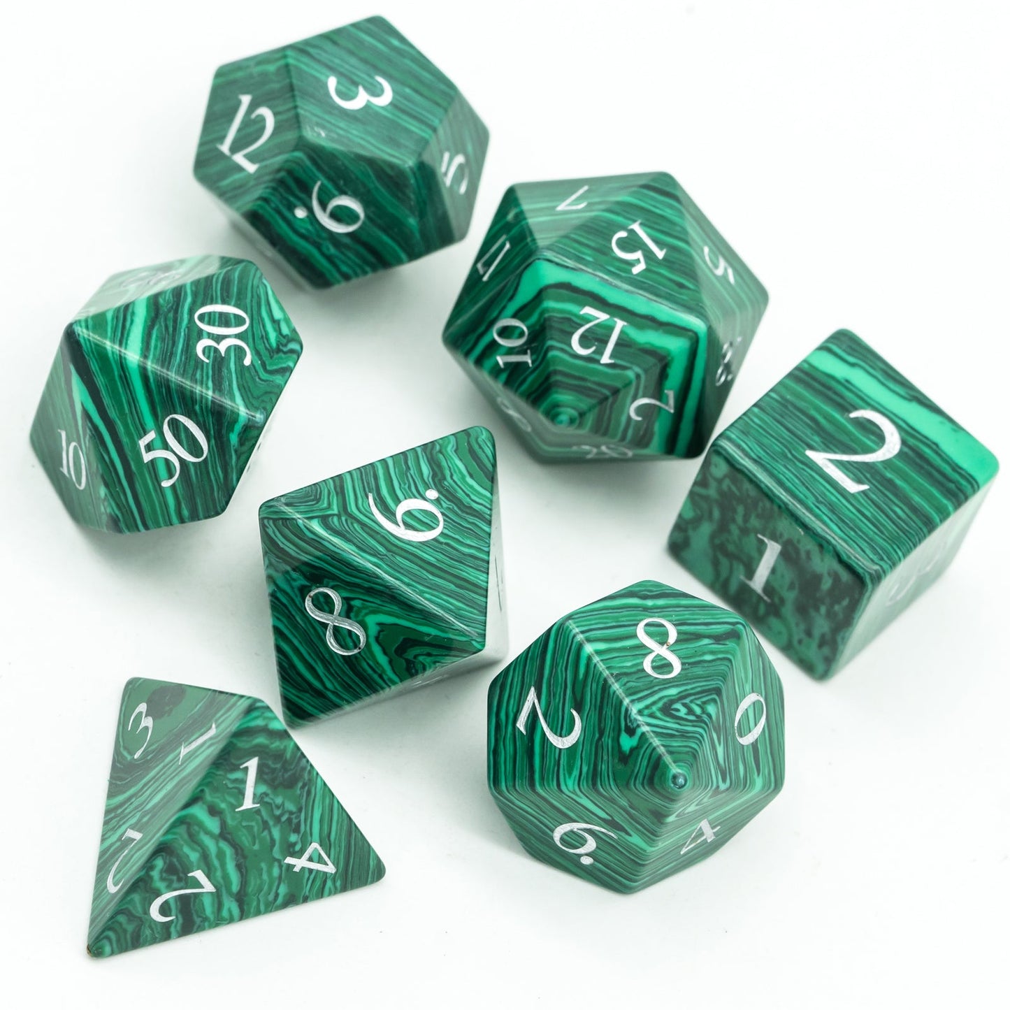 Malachite Gemstone Dice Set - Geek Therapeutics