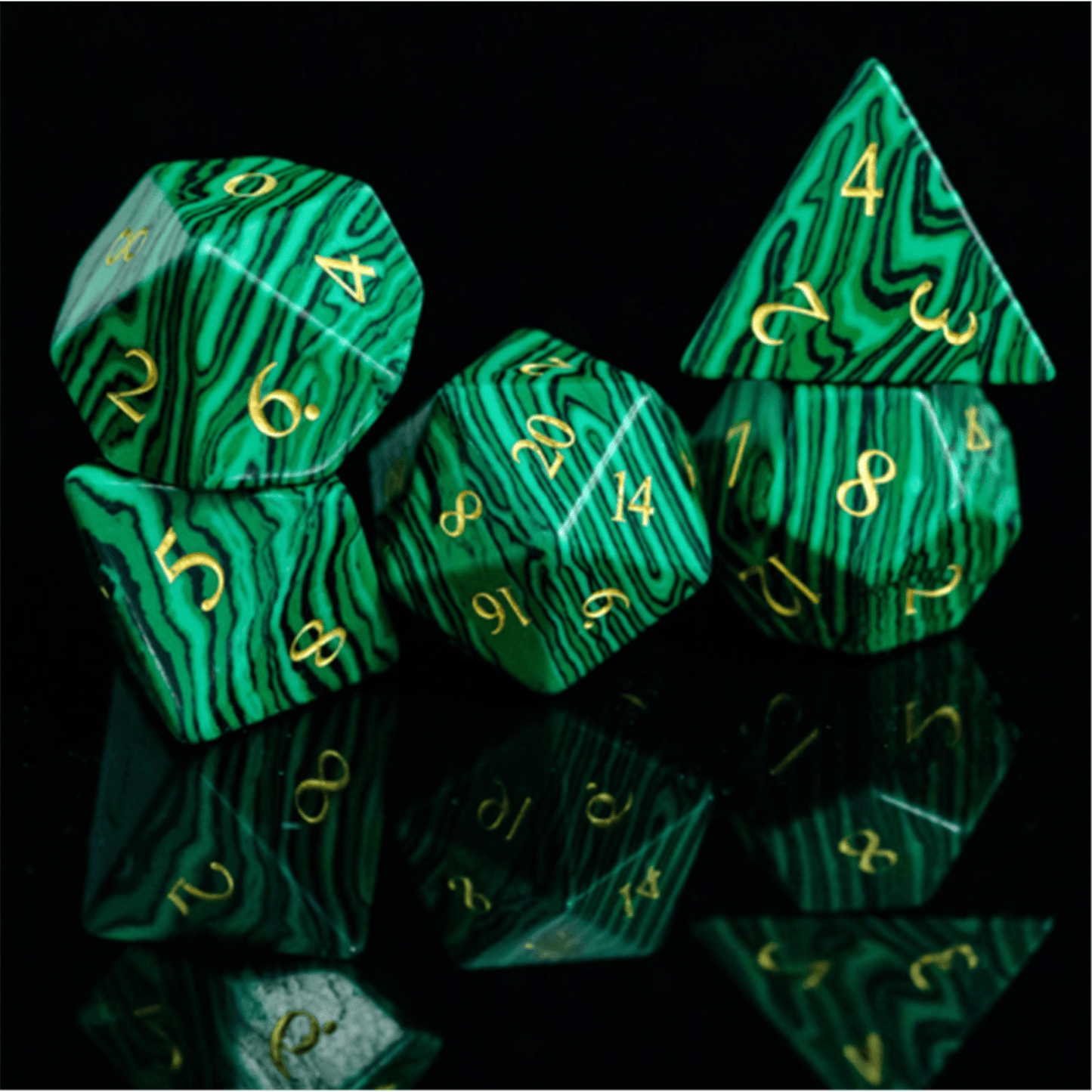 Malachite Gemstone Dice Set - Geek Therapeutics
