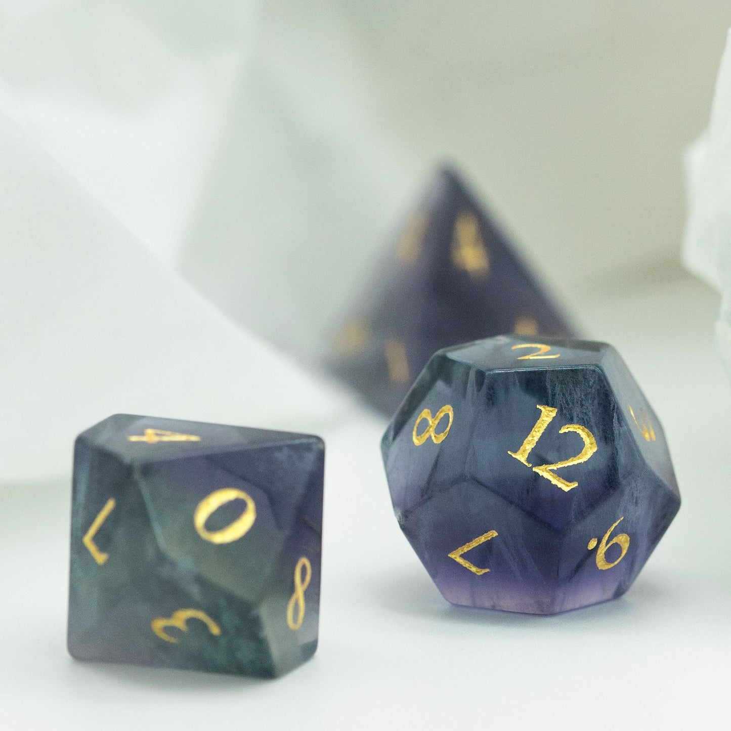 Natural Fluorite Gemstone Dice Set - Geek Therapeutics