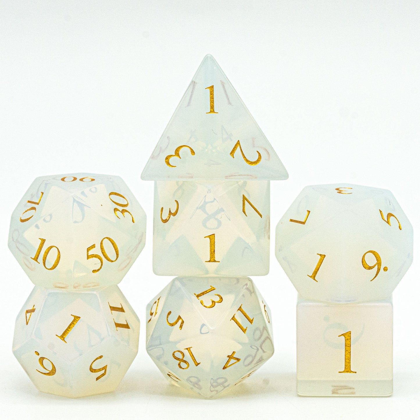 Opalite Gemstone Dice Set - Geek Therapeutics