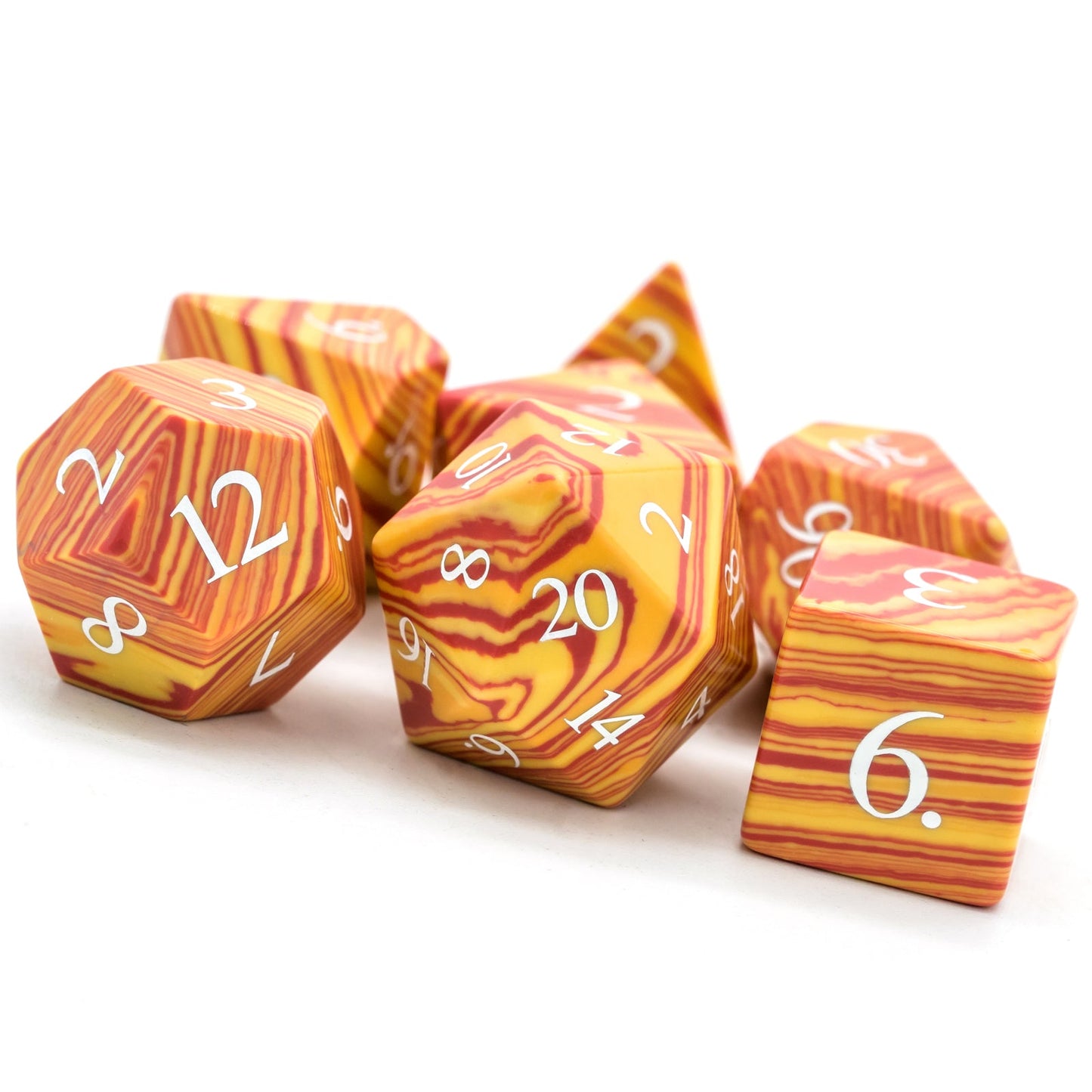Orange Malachite Gemstone Dice Set - Geek Therapeutics