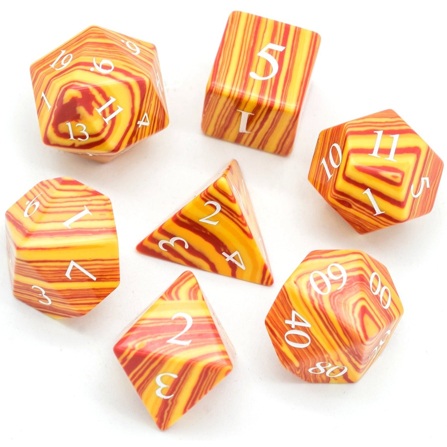 Orange Malachite Gemstone Dice Set - Geek Therapeutics