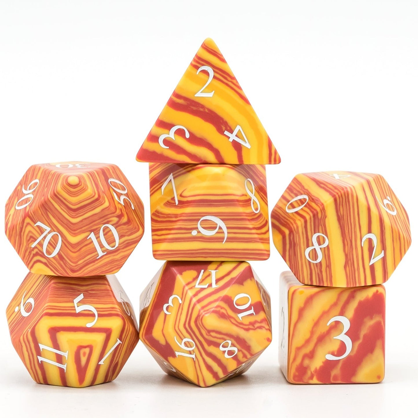 Orange Malachite Gemstone Dice Set - Geek Therapeutics