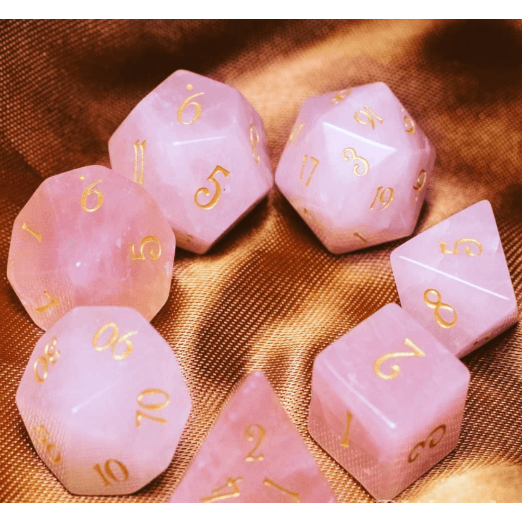 Pink Cat Eye Gemstone Dice Set - Geek Therapeutics