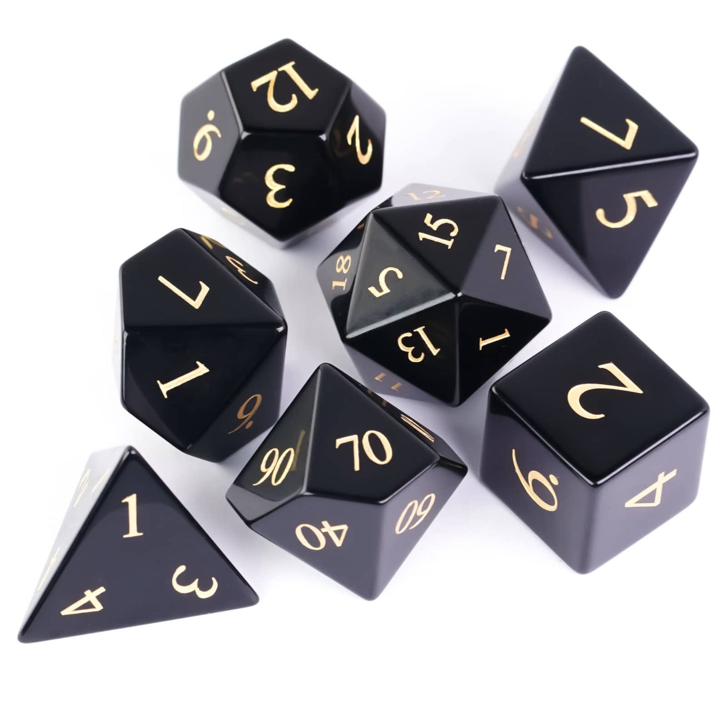 Polished Obsidian Gemstone Dice Set - Geek Therapeutics