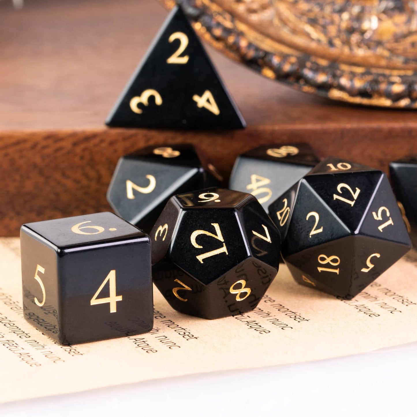 Polished Obsidian Gemstone Dice Set - Geek Therapeutics