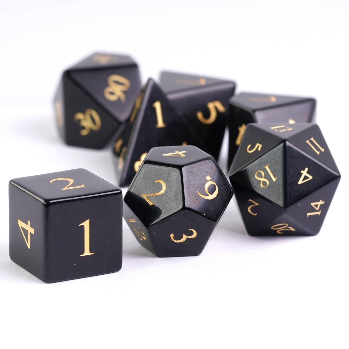 Polished Obsidian Gemstone Dice Set - Geek Therapeutics