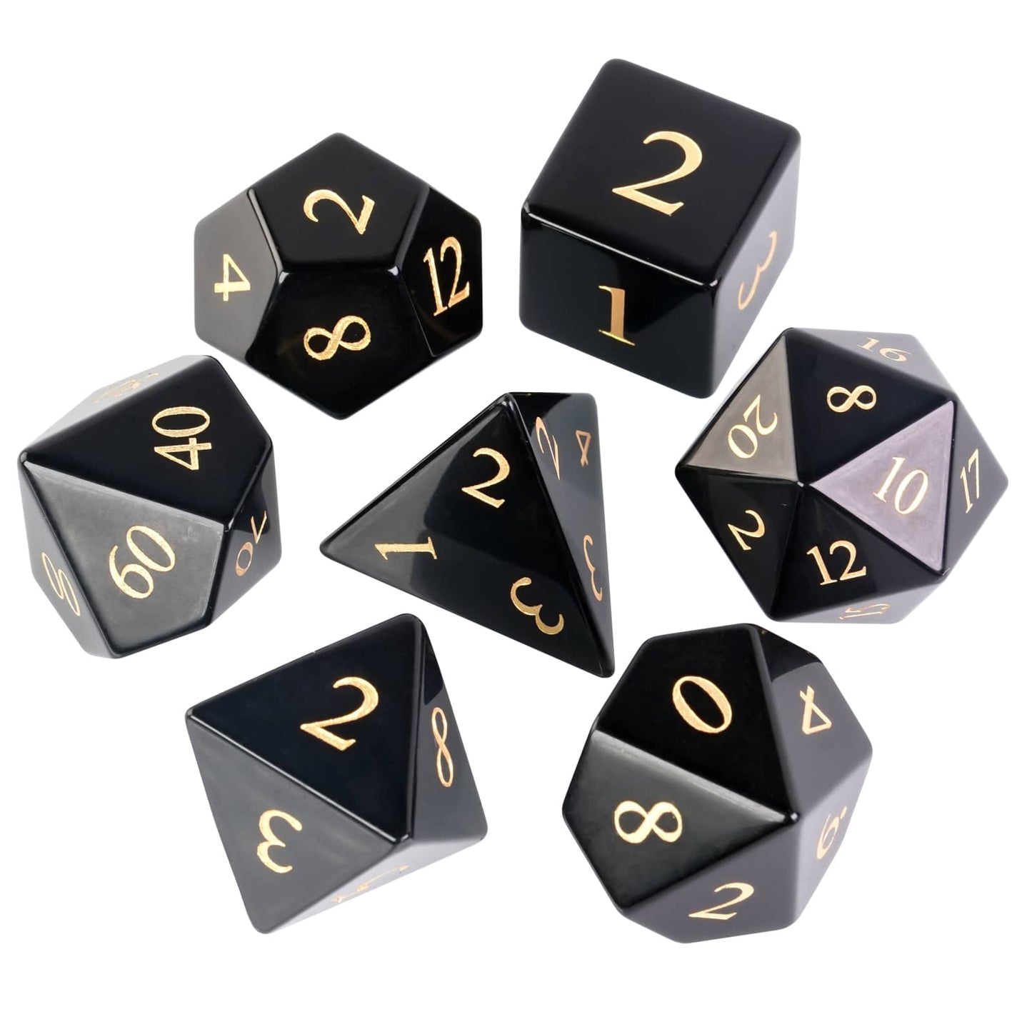 Polished Obsidian Gemstone Dice Set - Geek Therapeutics