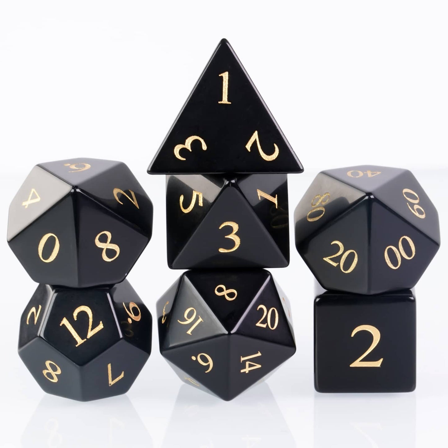 Polished Obsidian Gemstone Dice Set - Geek Therapeutics