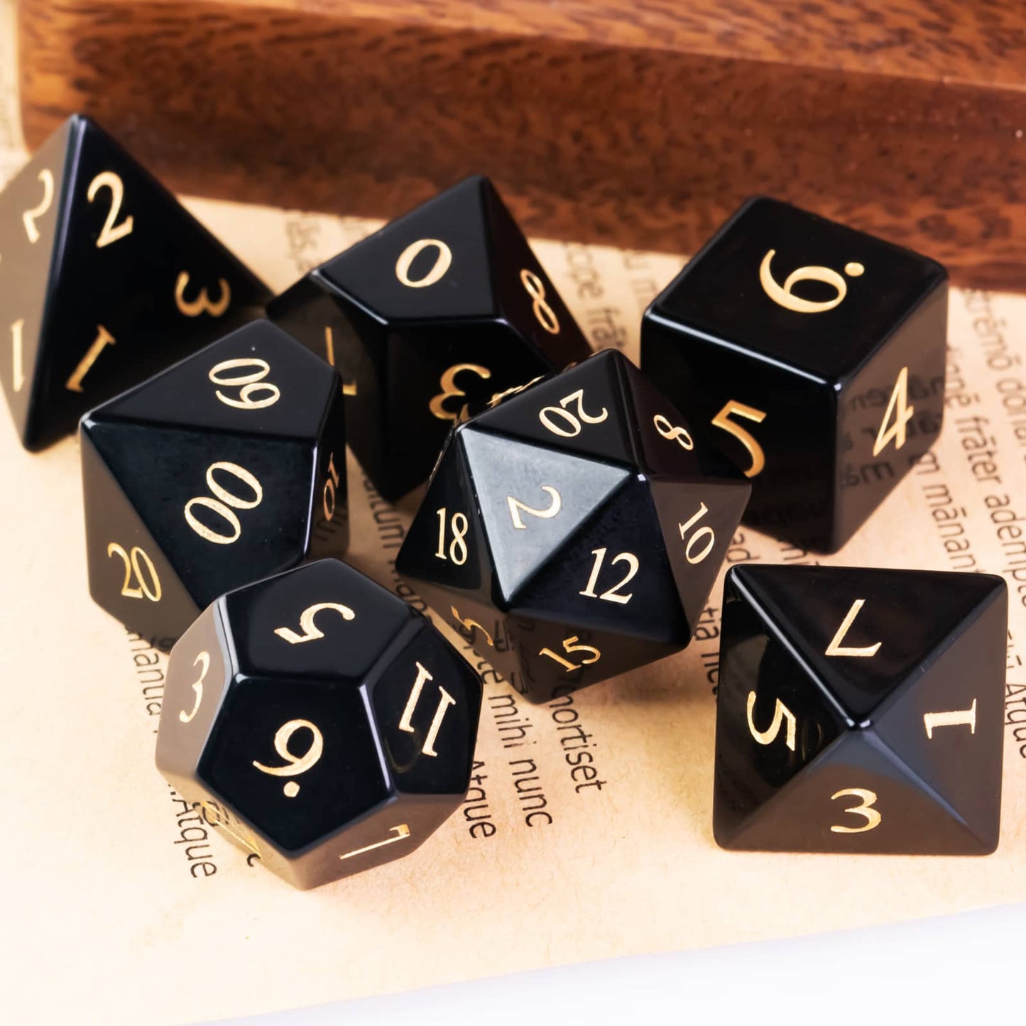 Polished Obsidian Gemstone Dice Set - Geek Therapeutics