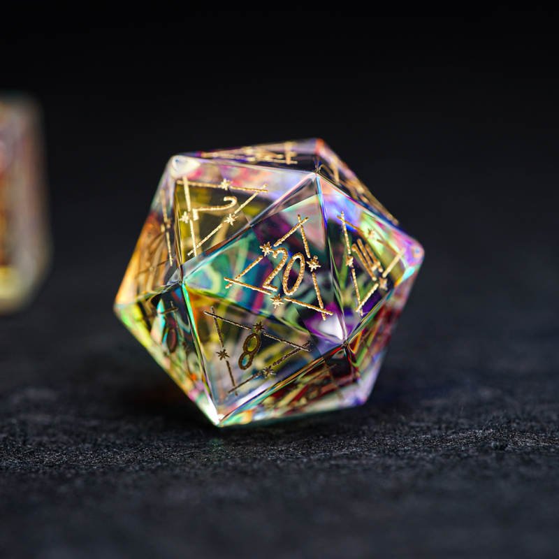 Prismatic Rainbow Glass Gemstone Dice Set - Geek Therapeutics