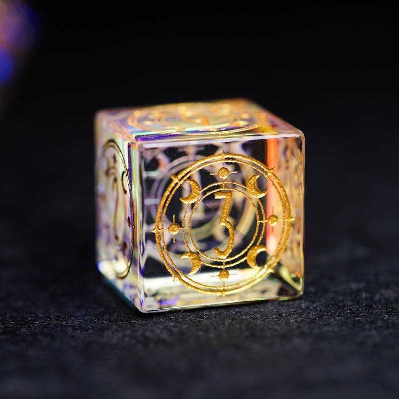 Prismatic Rainbow Glass Gemstone Dice Set - Geek Therapeutics